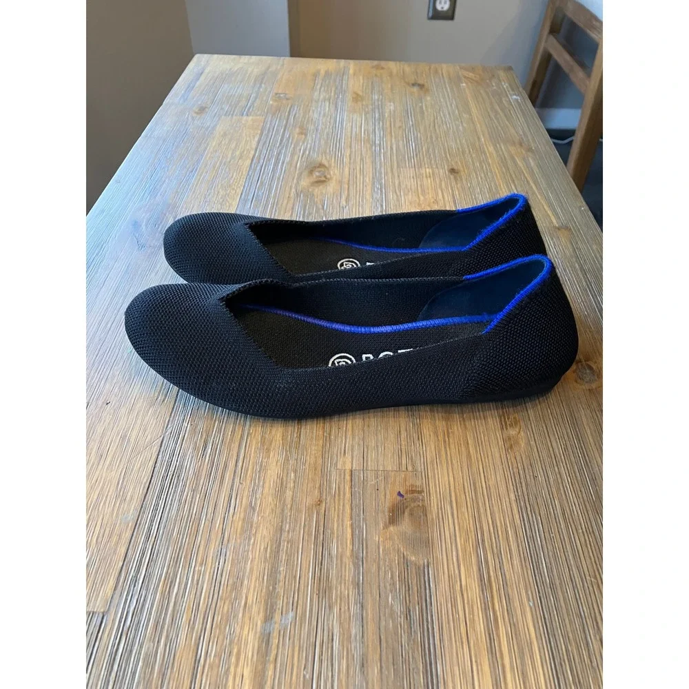 Rothy's The Daily Flat Mesh Washable Black size 7 Ballet Slip On‎